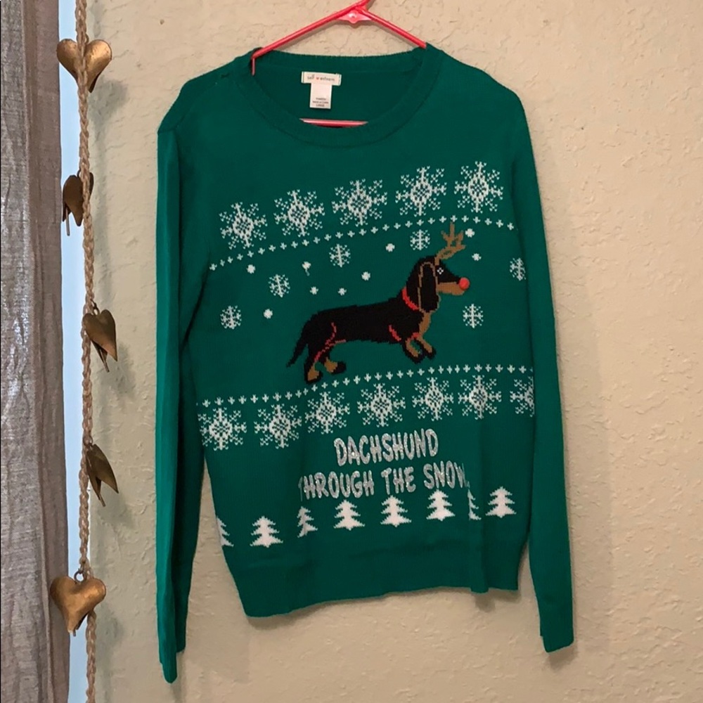 Dachshund through the snow doxie Christmas sweater